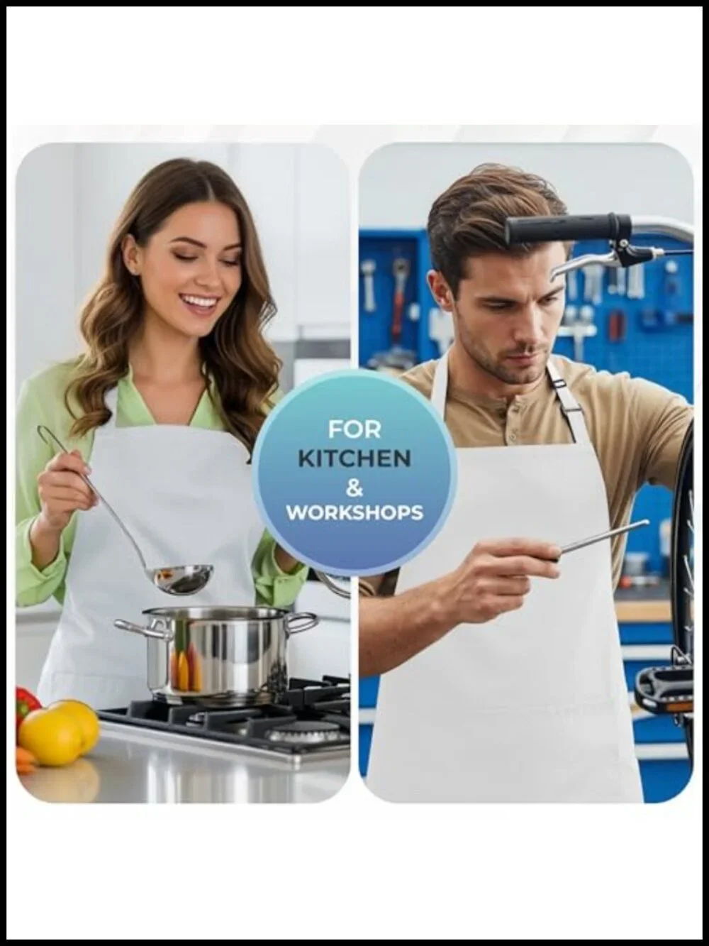 4 Pack Bib Aprons Adjustable with 2 Pockets Water Oil Resistant